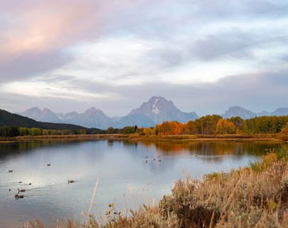 Mount Moran reflected in Snake River