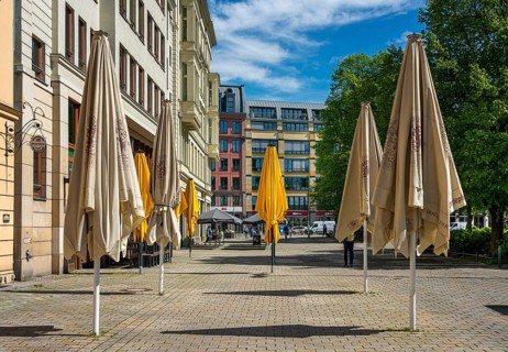 Gastronomy around Hackescher Markt station during the Lockdown