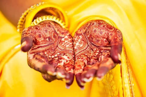 Hand palm of a Hindu bride