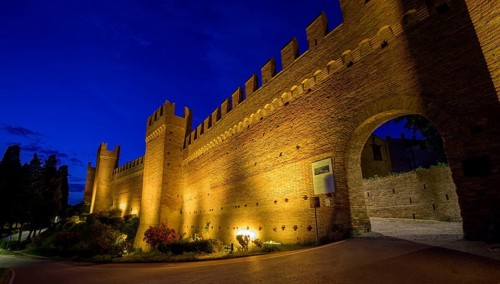 Illuminated city wall of