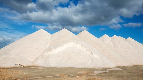 Salt mountains at the Salinas dEs Trenc salt works