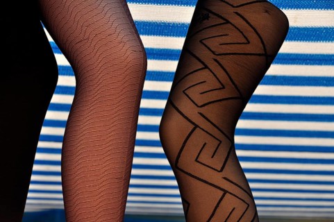 Stocking fashion on legs