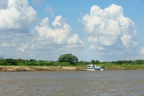 Boat on the banks of the Rio Mamore