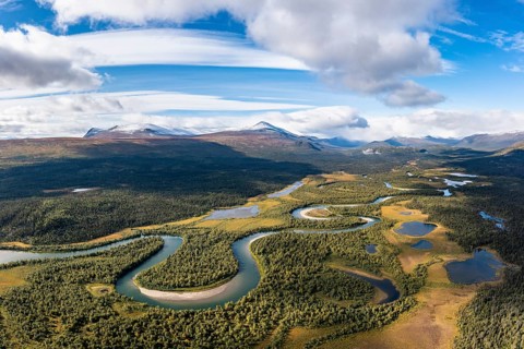 View into Kamajokks Nature Reserve and Sarek National Park