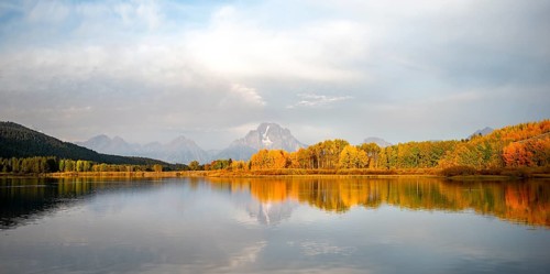 Mount Moran reflected in Snake River