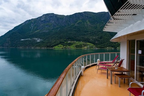 Upper deck of cruise ship AIDAluna off Skjolden