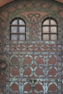 Door with iron ornamentation in Freiburg Innensradt