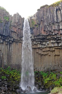 Columnar basalt with waterfall
