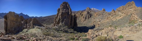 Centre La Catedral volcanic vent from Mirador de La Ruleta at Roques de Garcia