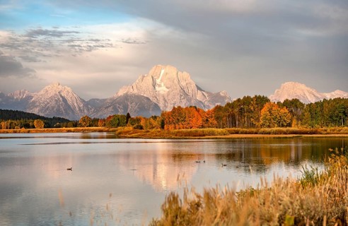Mount Moran reflected in Snake River