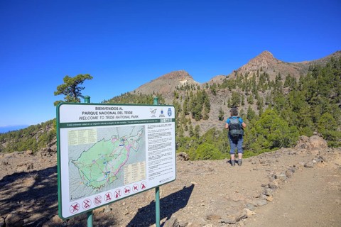 Sign with map about Teide National Park