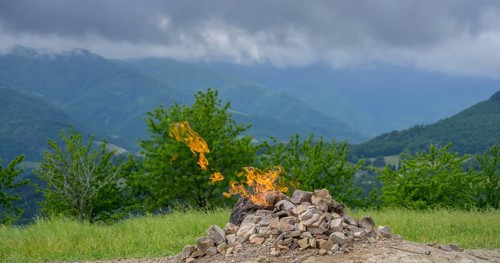 Natural gas spring called Vulcano del Monte Busca