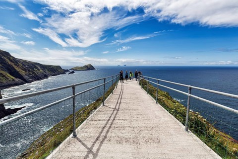 Hiking trail with railing on cliff
