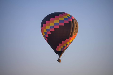 Hot air balloon in front of blue sky