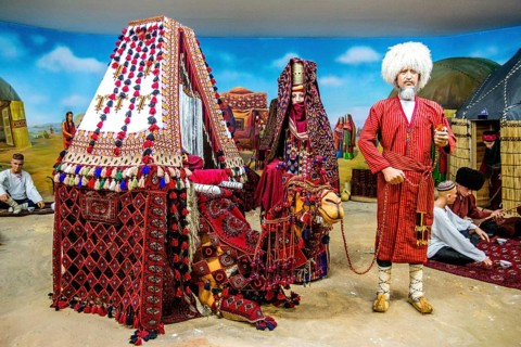 Wedding procession with decorated bride