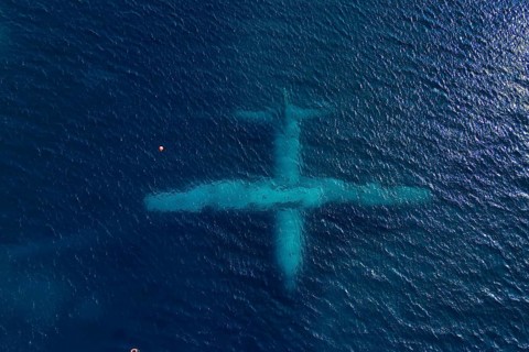 Drone photo after sinking plane