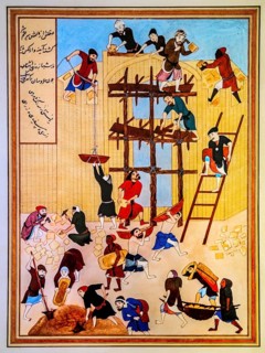 Painting of the construction of a medrese