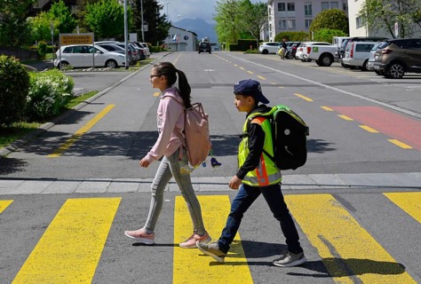 School children Pedestrian lane
