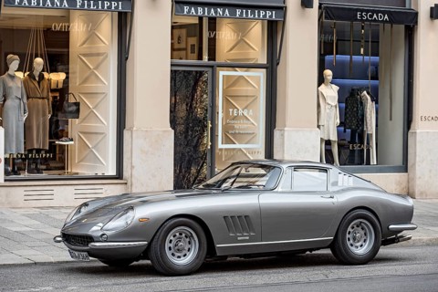 Parked vintage sports car Ferrari 275 GTB4
