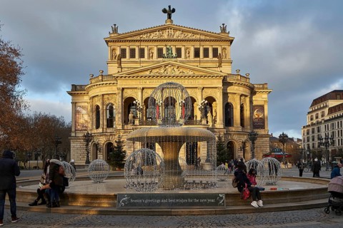 Lucae Fountain with Christmas decoration