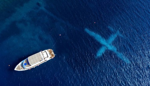 Drone photo after sinking plane