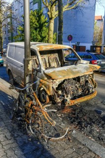 Burnt-out van from Amazon