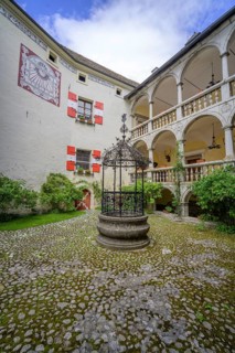 Arcade Courtyard and Fountain Strechau Castle