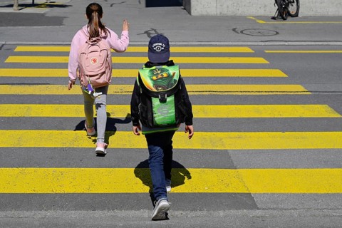 School children Pedestrian lane