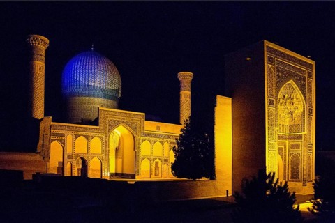 Gur-Emir Mausoleum by night