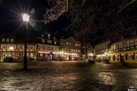 Old town and market square at night