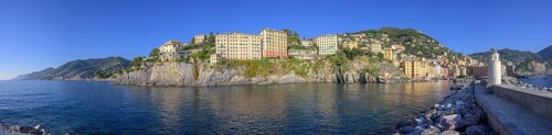 View from the end of the harbour pier to the village