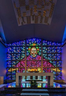 Stained glass window in Buckfast Abbey Church
