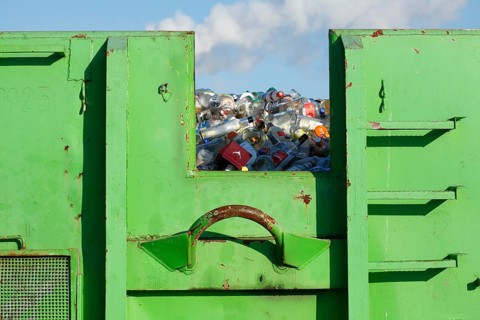 Waste container for used glass