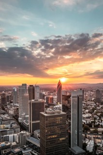 View over Frankfurt at sunset