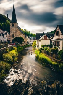 Church and half-timbered houses