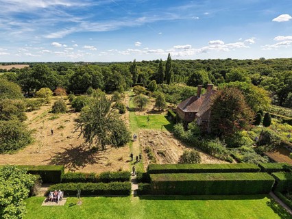 View from the tower of the lower courtyard and orchard