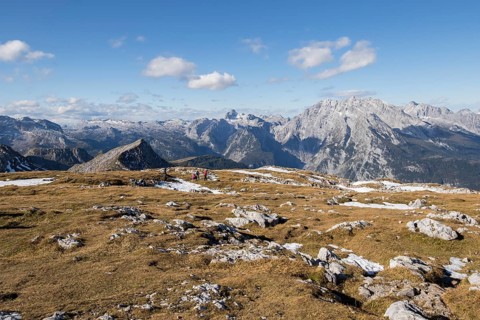 Watzmann Mountains with plateau of the Schneibstein in the foreground