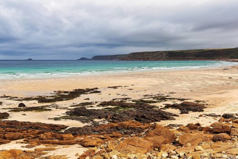 Cove with rocks and sandy beach
