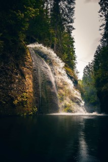 Autumn in the Edmundsklamm gorge with the river Kamenice