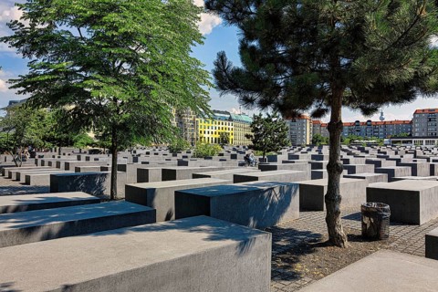 Concrete cuboid stelae