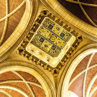 Plafond and fresco on the ceiling in Buckfast Abbey Church