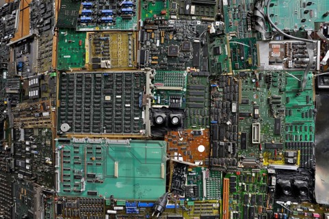 Printed circuit boards as wall decoration in Kolbhalle Artist Community