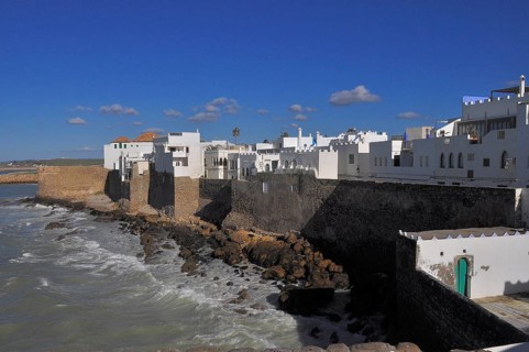 Promenade with fortification wall by the sea
