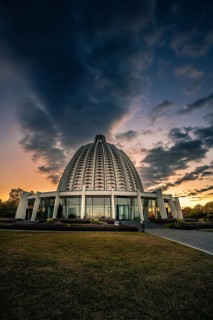 Bahai temple langenhain at sunrise