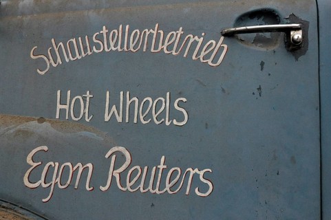 Lettering on vehicle door