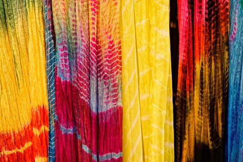 Coloured silk scarves