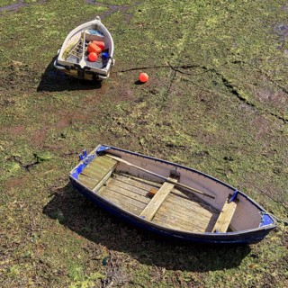 Two fishing boats from above