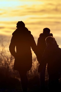 Walkers in the evening sun