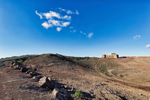 View of the Castillo de Santa Barbara at the edge of the caldera