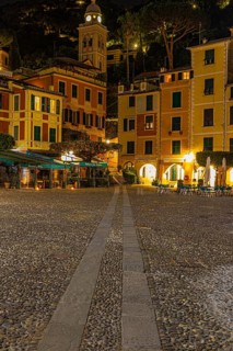 Pebble paving at Piazza Martini dellOlivetta at night